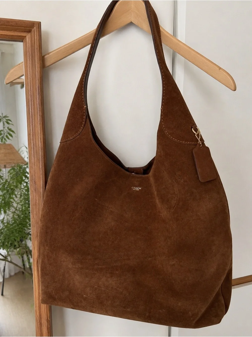 Coach Chestnut Brown Suede Hobo Shoulder Bag